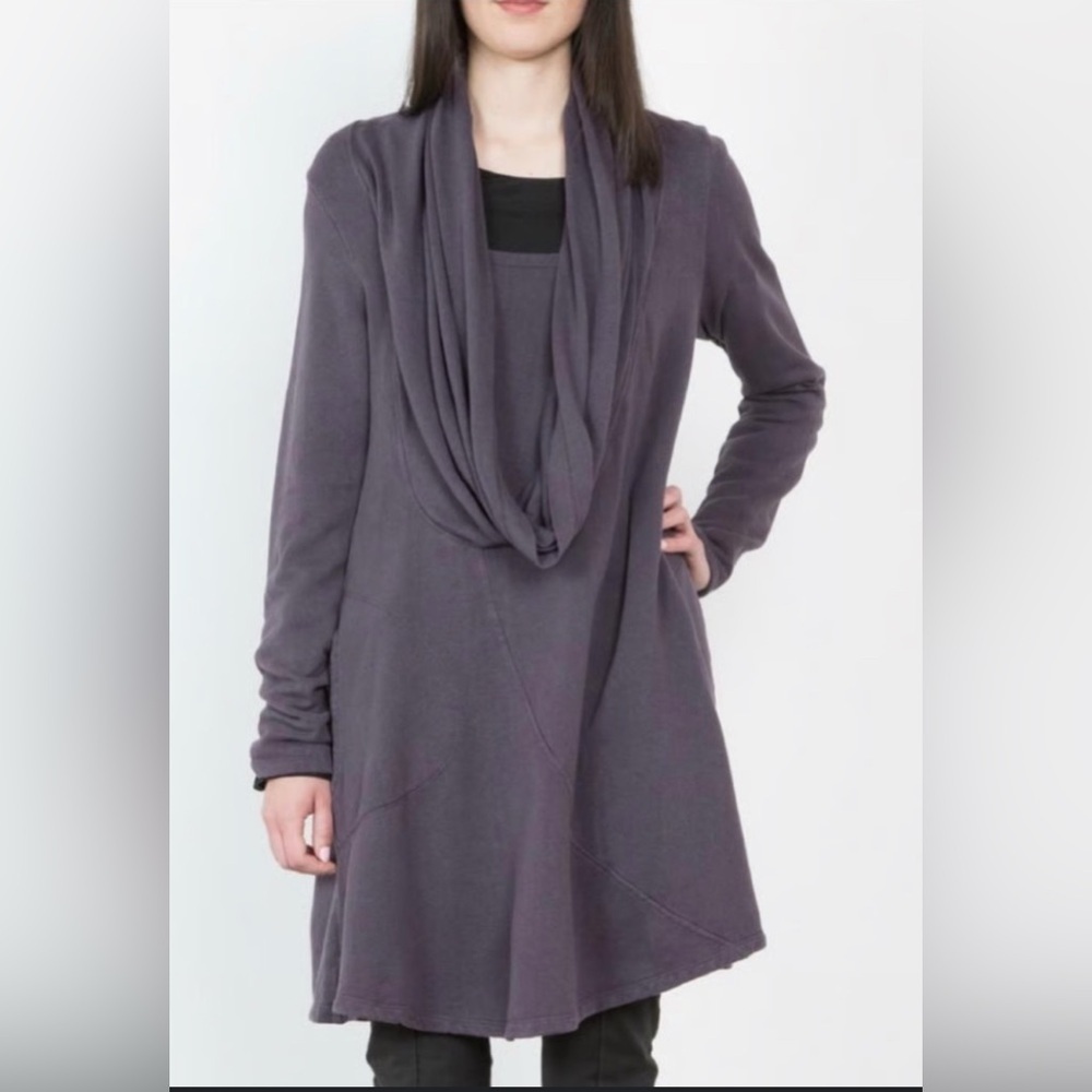 Prairie Underground Cowl Neck Tunic Dress Cotton Organic Artsy Lagenlook,size XS